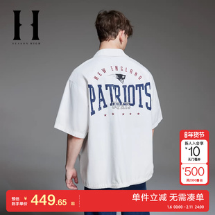 绫致NFL联名夏季新款夹克男装宽松翻领新英格兰爱国者队