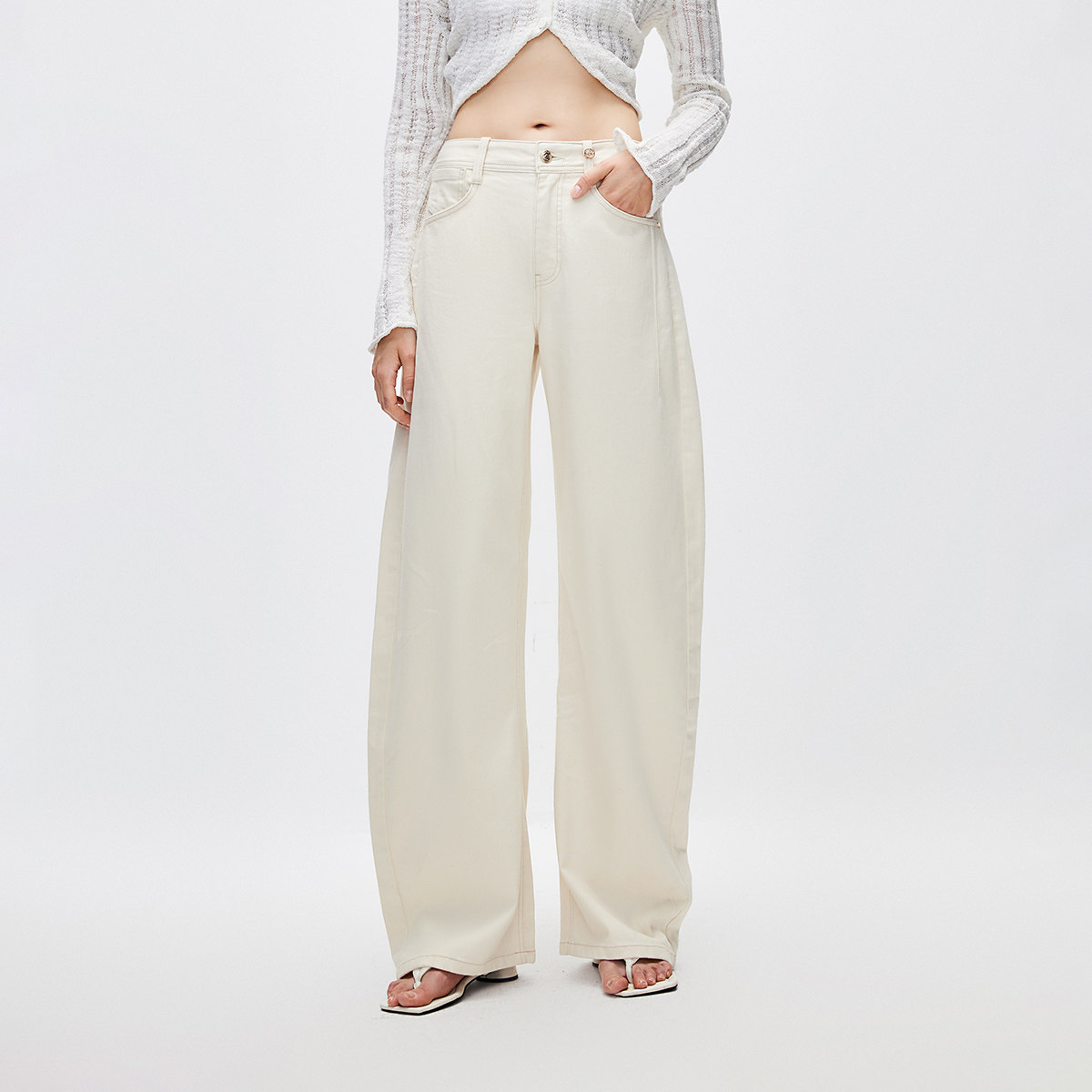 绫致ONLY秋冬新百搭高腰显瘦长裤阔腿裤牛仔裤女时尚潮,女装/女士精品,牛仔裤,淘宝优惠券,粉丝福利购,淘宝优惠卷