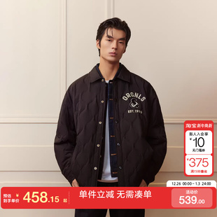 绫致杰克琼斯秋季 休闲简约宽松翻领胸前刺绣羽绒服外套男 时尚