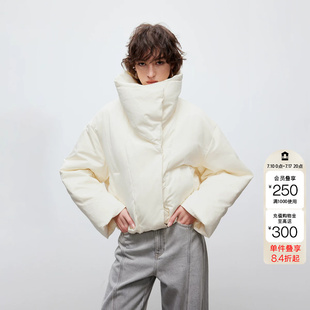 绫致ONLY冬季新款保暖舒适纯色90白鸭绒短款羽绒服女