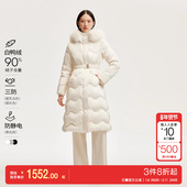 v区绫致Vero Moda羽绒服秋冬收腰毛领优雅90白鸭绒时尚 潮流