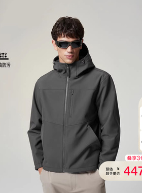 vj区绫致AT系列杰克琼斯男棉服冬季纯色抽绳连帽宽松休闲保暖外套