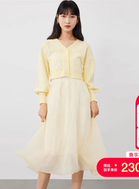 tq区绫致VeroModa连衣裙秋冬少女纱裙针织衫两件套公主裙