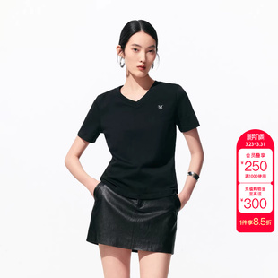 全棉正肩V领针织短袖 新款 轻薄干爽 ModaT恤女2026夏季 绫致Vero