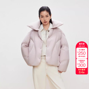 羽绒服女 90白鸭绒蓬松充绒翻领短款 绫致ONLY冬季 新款