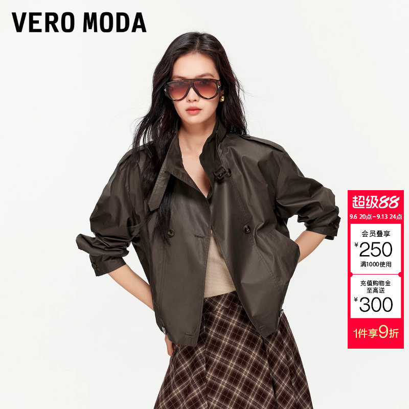 绫致Vero Moda夹克女2026秋上新双排扣短外套领袢肩章时尚潮流