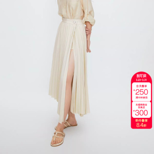 绫致ONLY秋冬新通勤风A字风琴百褶中长款 半身裙女时尚