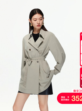vq区绫致Vero Moda风衣秋冬新款翻领同色系带外套休闲百搭