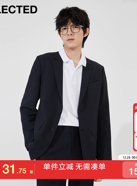 [专区到手1折起]绫致SELECTED思莱德暗条纹休闲风西装外套上衣男