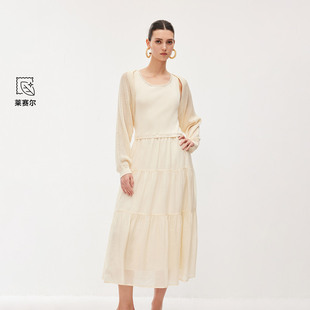 绫致ONLY2026春季新款气质两件套圆领针织长裙连衣裙女