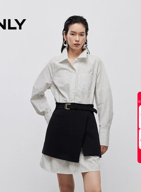 绫致ONLY夏季新款显瘦A字套装短裙长袖衬衫裙连衣裙女