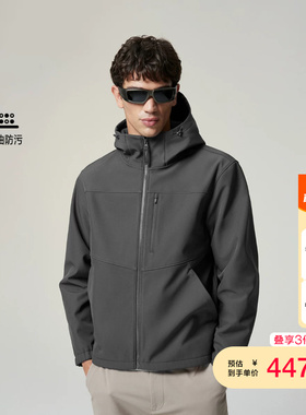 vj区绫致AT系列杰克琼斯男棉服冬季纯色抽绳连帽宽松休闲保暖外套