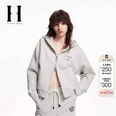 绫致SEASON HIGH NFL联名款巴尔的摩乌鸦队潮连帽双拉链卫衣女装