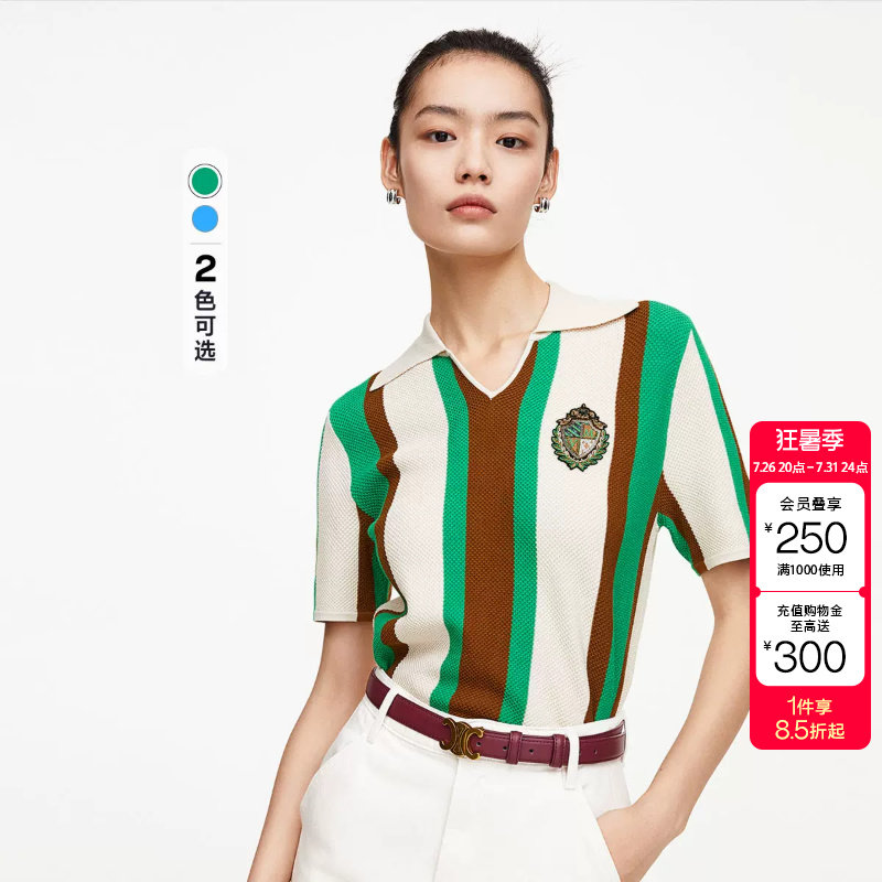 t区绫致Vero Moda针织衫女秋冬V领轻运动风短袖简约气质
