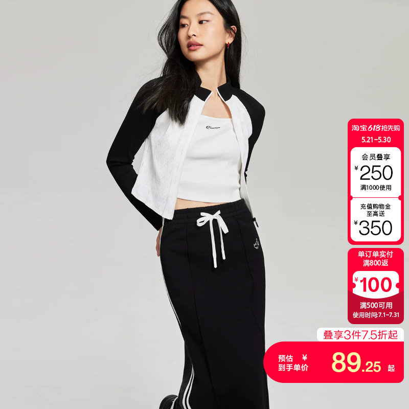 vq区绫致Vero Moda上衣女春夏H版型印花小立领拼色插肩袖短外套