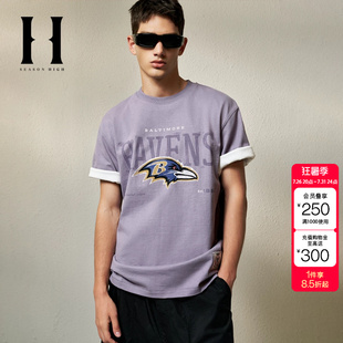 绫致【NFL联名】SEASON HIGH秋冬巴尔的摩乌鸦队短袖男款T恤