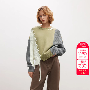 简约百搭圆领毛衣女 宽松落肩经典 绫致ONLY秋季 新款