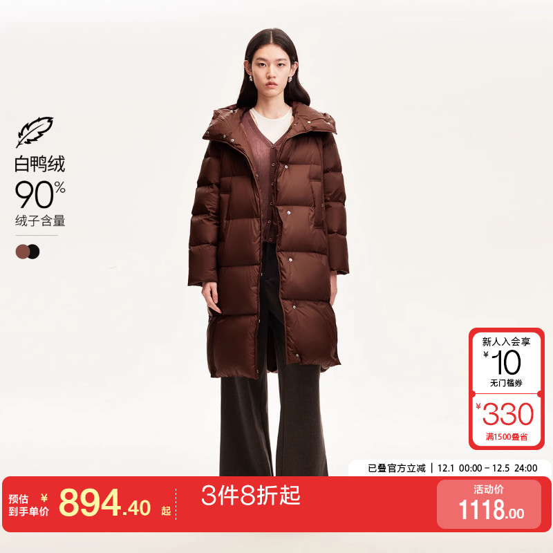 v区绫致Vero Moda羽绒服90白鸭绒连帽口袋装饰羽绒服保暖