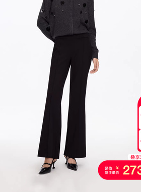 vq区绫致Vero Moda休闲裤25秋冬高腰纯色拉链微喇裤通勤显高显瘦