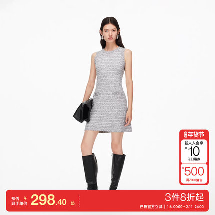 v区绫致Vero Moda连衣裙25秋冬含棉绵羊毛小香风无袖A字短裙优雅