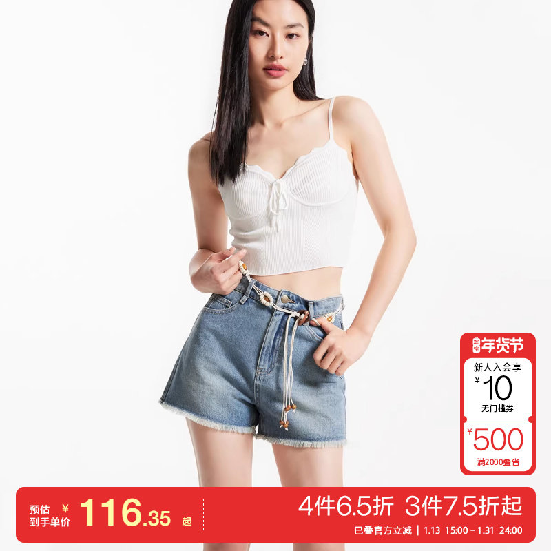 t区绫致Vero Moda牛仔短裤女秋冬新高腰显瘦纯棉复古做旧,女装/女士精品,牛仔裤,淘宝优惠券,粉丝福利购,淘宝优惠卷