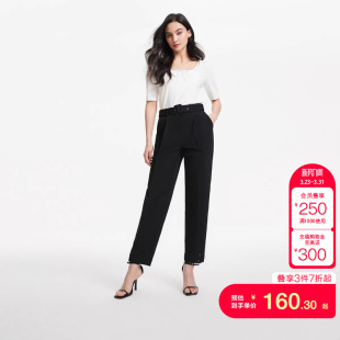 tq区绫致VeroModa裤 春夏简约感中腰九分立体剪裁萝卜裤