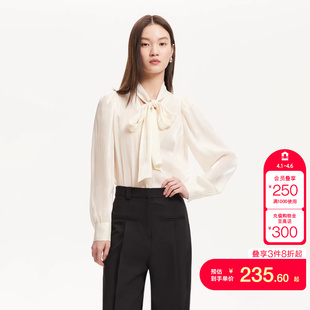 新款 vq区绫致Vero Moda衬衫 女夏季 领口蝴蝶结系带设计感衬衫