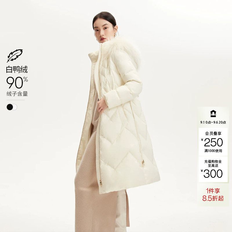 绫致Vero Moda羽绒服秋冬新肌理感貉子毛领90白鸭绒贵气时尚