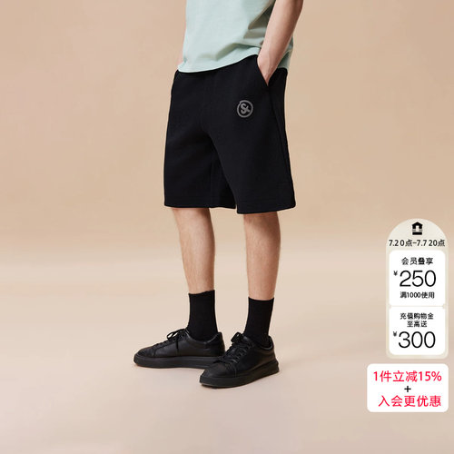 q区绫致杰克琼斯男装夏季肌理提花刺绣休闲日常百搭抽绳舒适短裤
