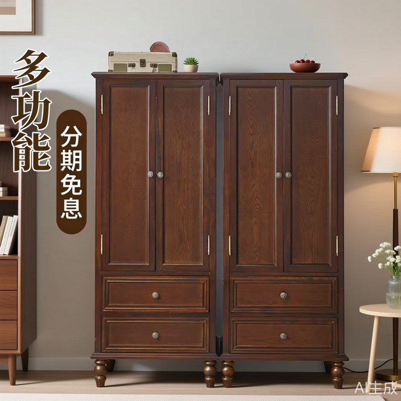 中式实木客厅抽屉小户型收纳衣柜