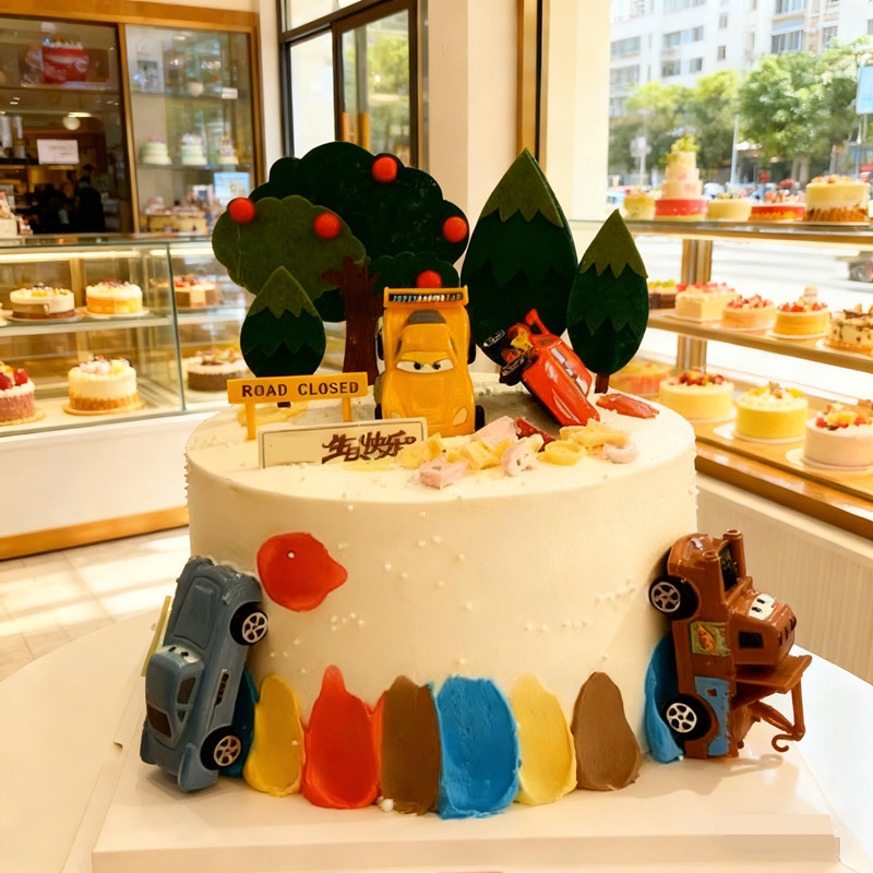 汽车主题生日蛋糕装饰摆件