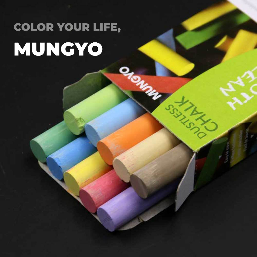 韩国盟友旗舰店MUNGYO进口彩色无毒无尘粉笔100支装儿童黑板公考教师课堂学生10支装彩色/白色粉笔