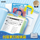 日本索尼克试卷L型大开口学生PVC网格文件收纳袋A4大尺寸附带日程表 特卖 方便存取袋. 2026N.88势力周