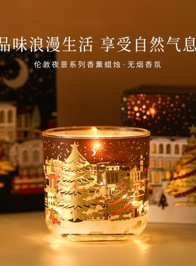 玛莎圣诞光控热感应伦敦夜景香薰蜡烛氛围感生日礼物礼盒无烟香氛