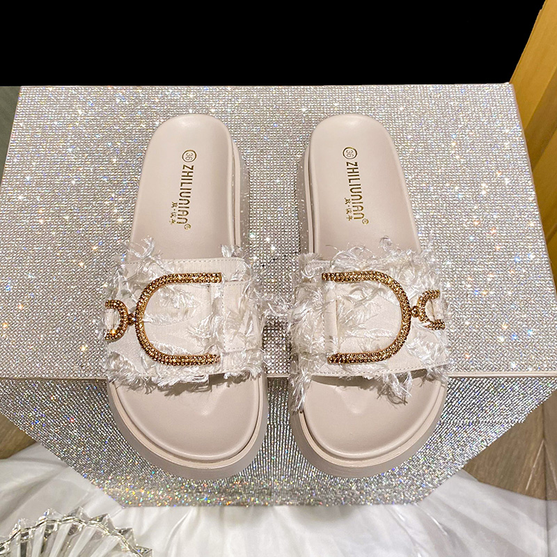 厚底凉拖鞋女外穿时尚2025新款夏天松糕软底一字拖鞋大码41到43