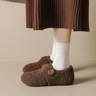 一脚蹬懒人穿搭~加绒保暖毛毛鞋