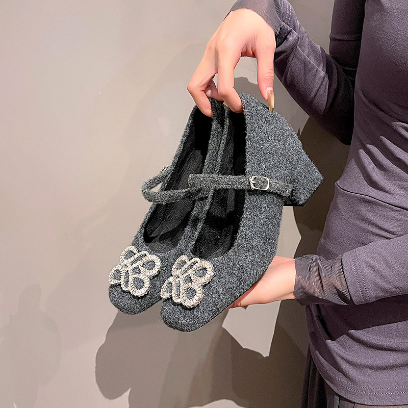 小个子增高9cm加绒玛丽珍女鞋2025新款冬季毛呢高跟鞋女粗跟单鞋,女鞋,浅口单鞋,淘宝优惠券,粉丝福利购,淘宝优惠卷