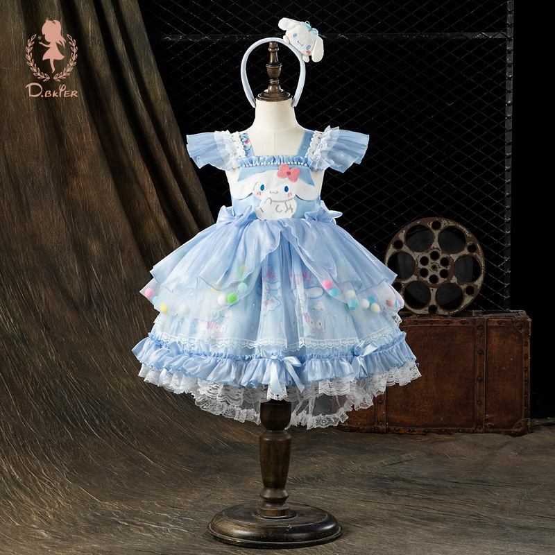 D.Bkyer女童夏季玉桂狗公主裙卡通拖尾生日绝美洛丽塔蓬蓬纱裙子