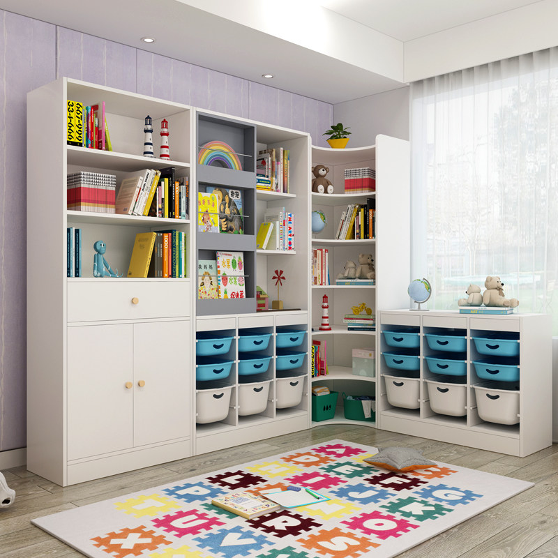 可比熊定制儿童学生实木书柜收纳柜储物柜带门落地玩具家用转角 可比熊实木家具直销店 淘优券