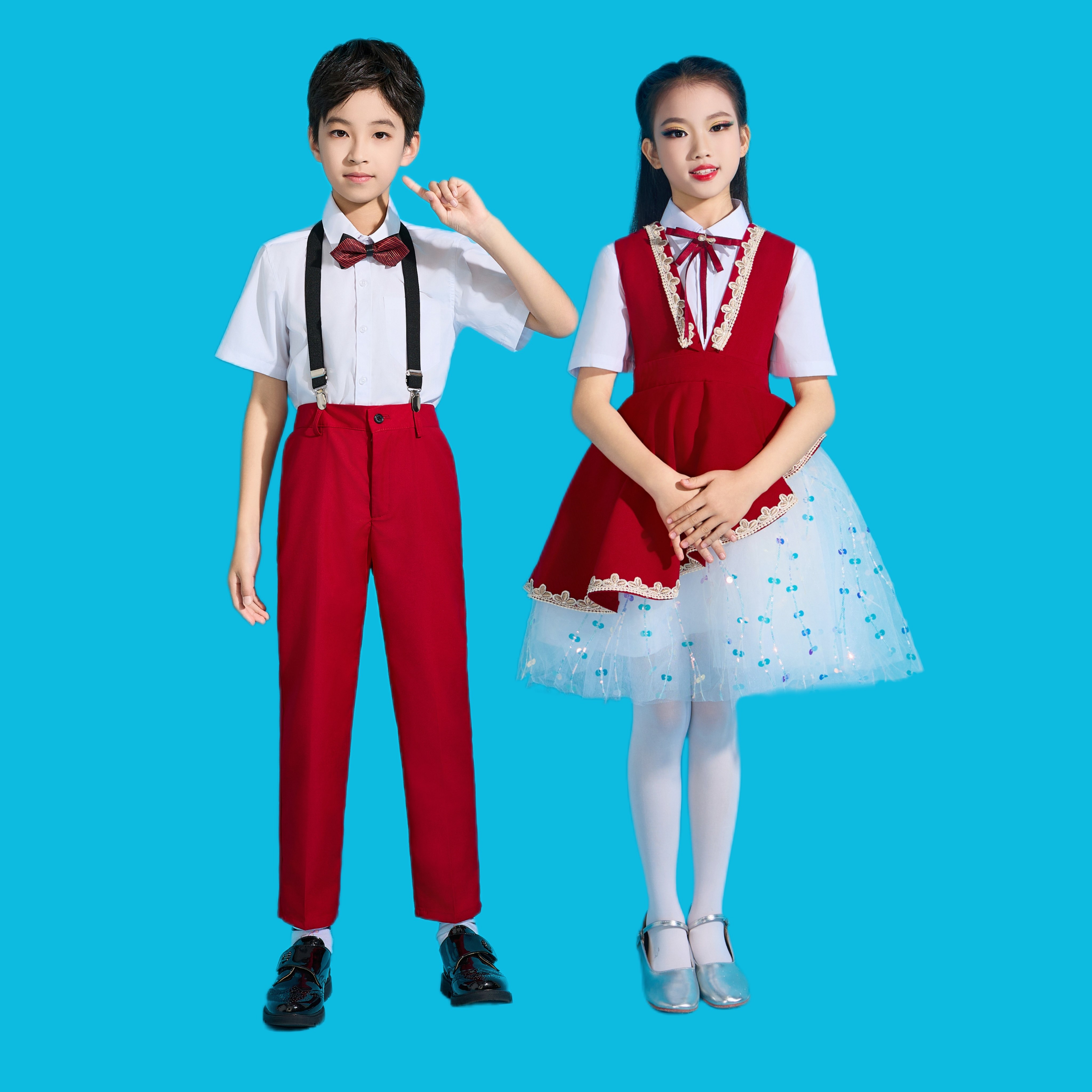 六一儿童演出服女童蓬蓬裙男童背带裤合唱幼儿园毕业礼服表演服装
