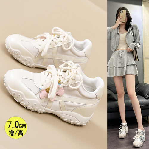 内增高德训鞋女真皮厚底阿甘鞋子
