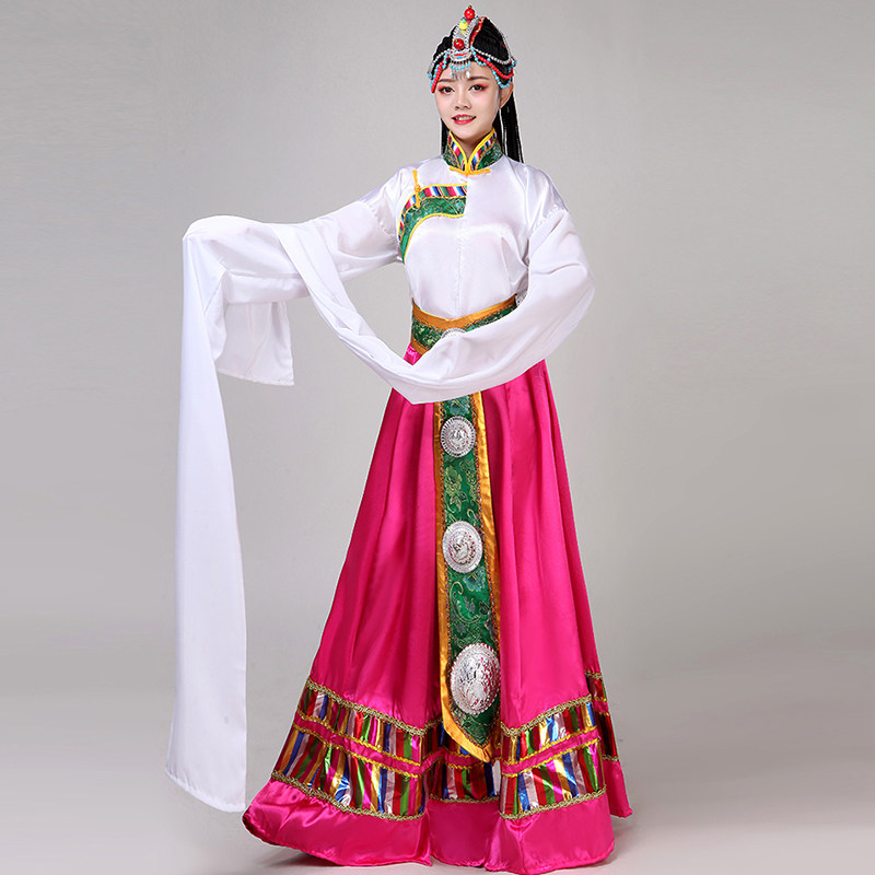 新款藏族舞蹈服装男女水袖卓玛少数民族风衣服西藏拉萨成人套装