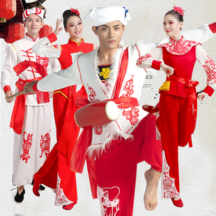 陕北风情民族服装男安塞腰鼓舞蹈服扇子舞团体舞黄土高原演出服饰