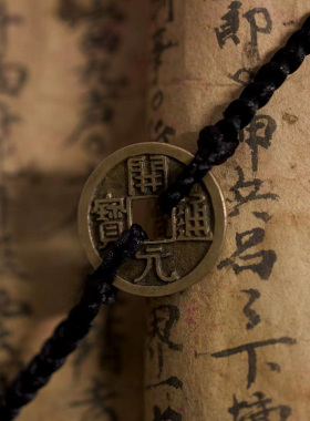开元通宝真品配手绳随身护身财珍品盛唐白马释源古钱币红手绳礼物