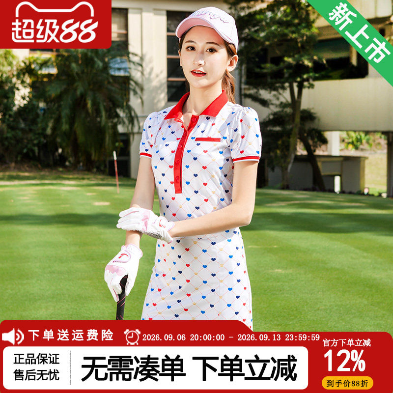 高尔夫服装女士短袖连衣裙韩版修身golf女装春夏套装运动球服包邮