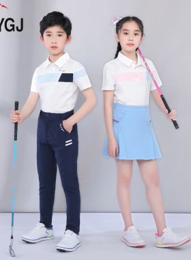 高尔夫球服装儿童短袖POLO衫夏季新款golo男女童透气运动上衣T恤
