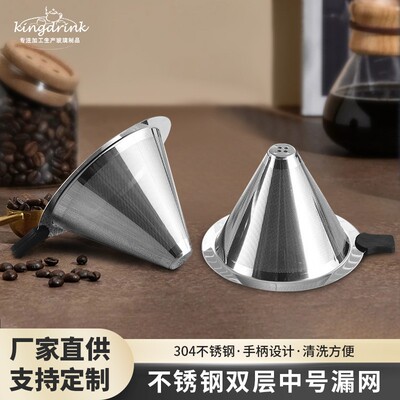 不锈钢咖啡滤网4孔双层过滤器
