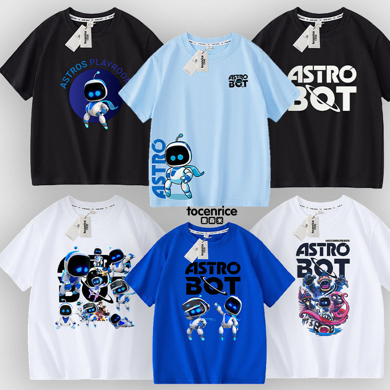 宇宙机器人T恤纯棉男女儿童上衣索尼游戏周边Astro Bot短袖亲子装