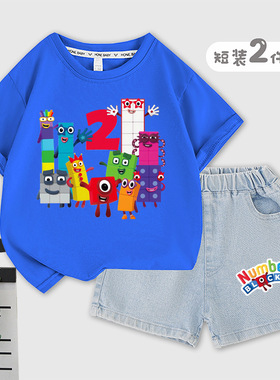 Number blocks儿童插肩短袖短裤套装夏季2025新款女童休闲短裤夏