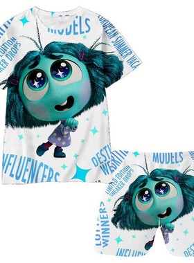 头脑特工队衣服儿童短袖T恤3D数码印花Inside Out2系列速干潮上衣